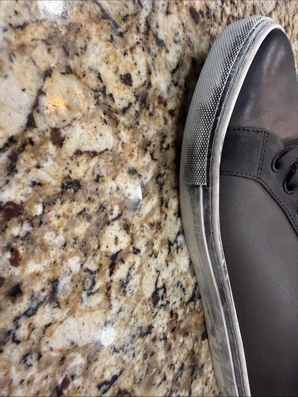 Thursday Boot Company Black Leather Low-Top Sneakers with Distressed White Sole - Picture 4 of 4